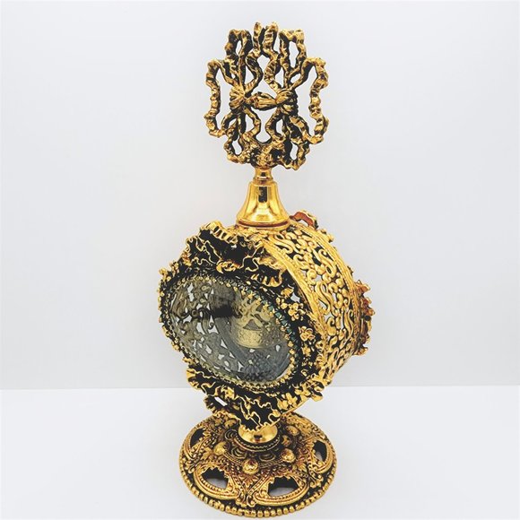 Vtg STYLEBUILT Ormolu Gilt Ornate Filigree Rococo Regency Vanity Perfume Bottle - Picture 4 of 14